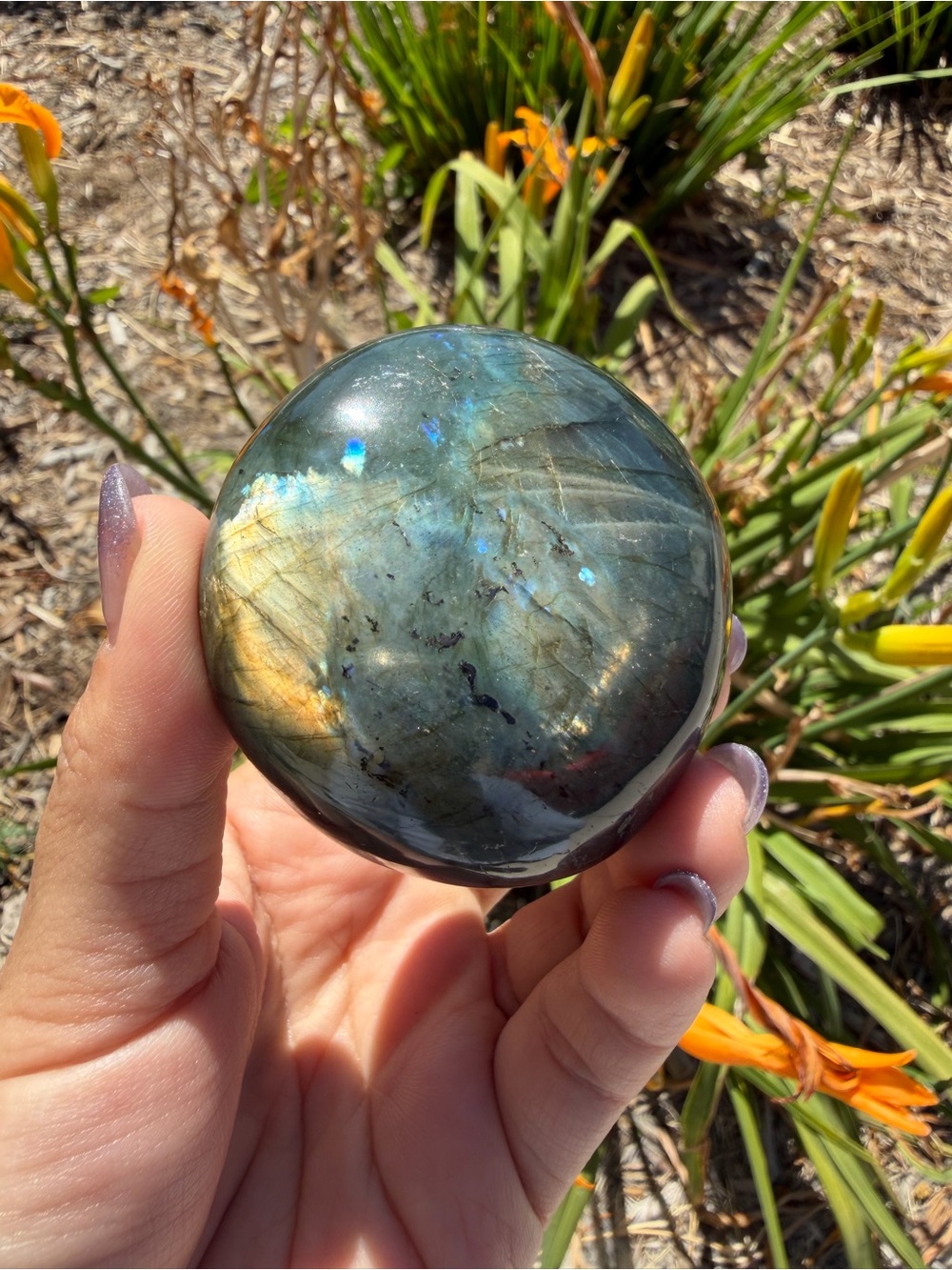 Natural Labradorite Palm Stone,Polished Labradorite Crystal,Pocket Stone,A589